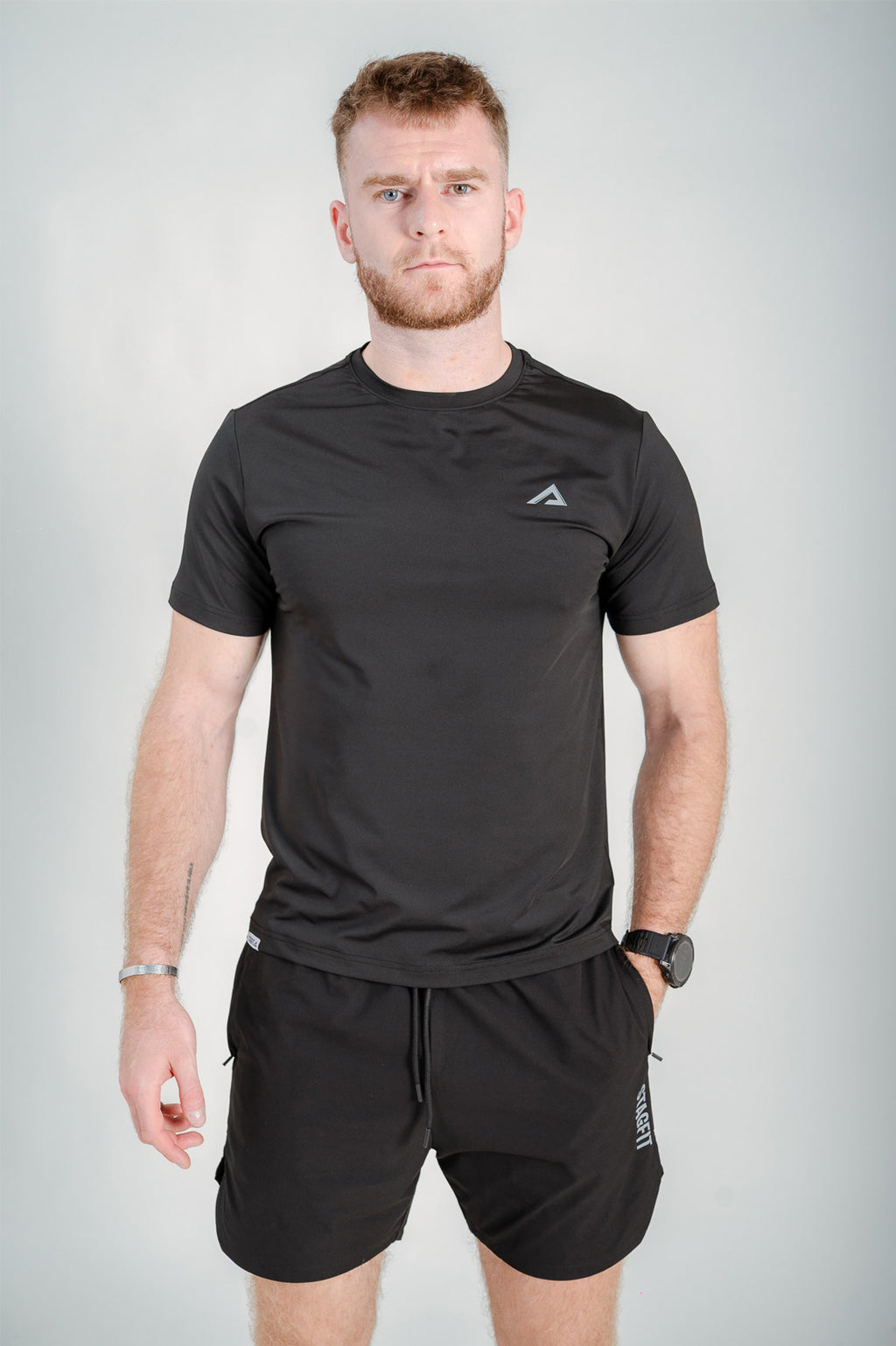 StagFit Performance T-shirt black — front view on model.